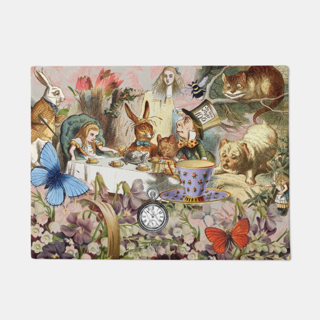 Alice in Wonderland tea party characters Doormat (Front)