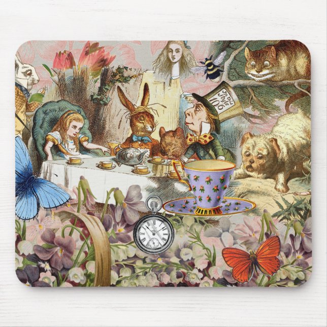 Alice in Wonderland tea party characters Mouse Mat (Front)