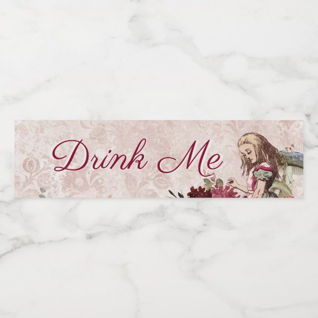 Alice in Wonderland Tea Party Drink Me Water Bottle Label (Single Label)
