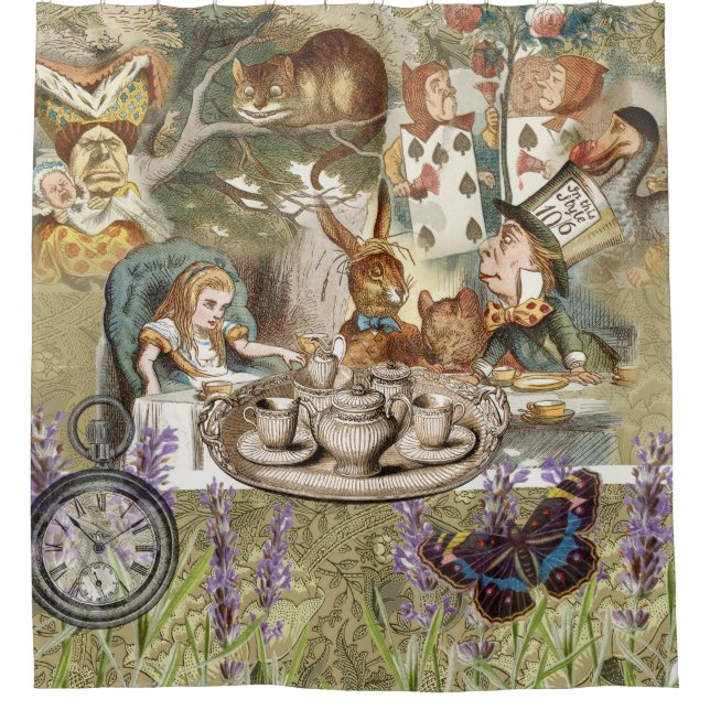Alice in Wonderland Tea Party Guests Shower Curtain (Front)