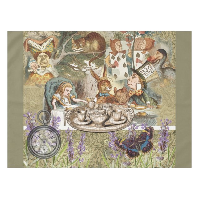Alice in Wonderland Tea Party Guests Tablecloth (Front (Horizontal))