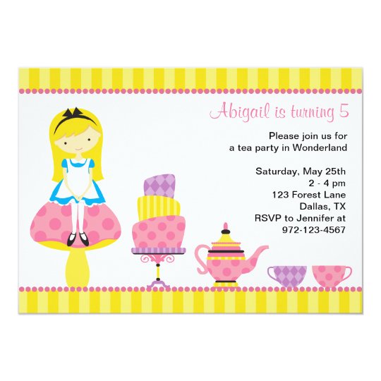 Personalised Alice In Wonderland Tea Party Invitations – Birthday Or Baby Shower