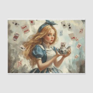Alice in Wonderland Teapot Playing Cards Decoupage Tissue Paper