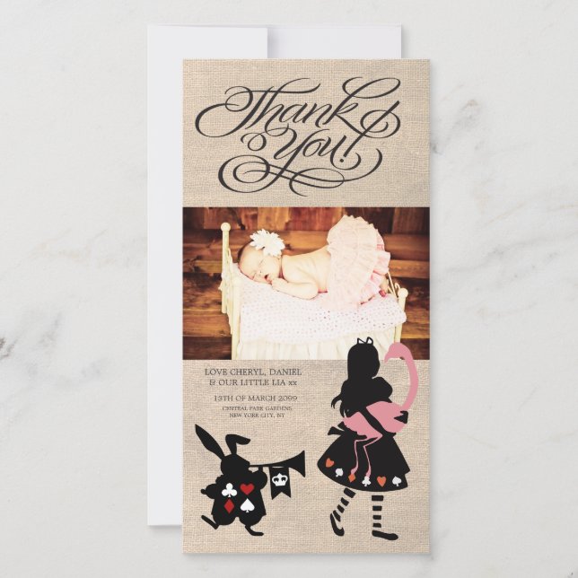 Alice in Wonderland Thank You Baby Photo Card (Front)