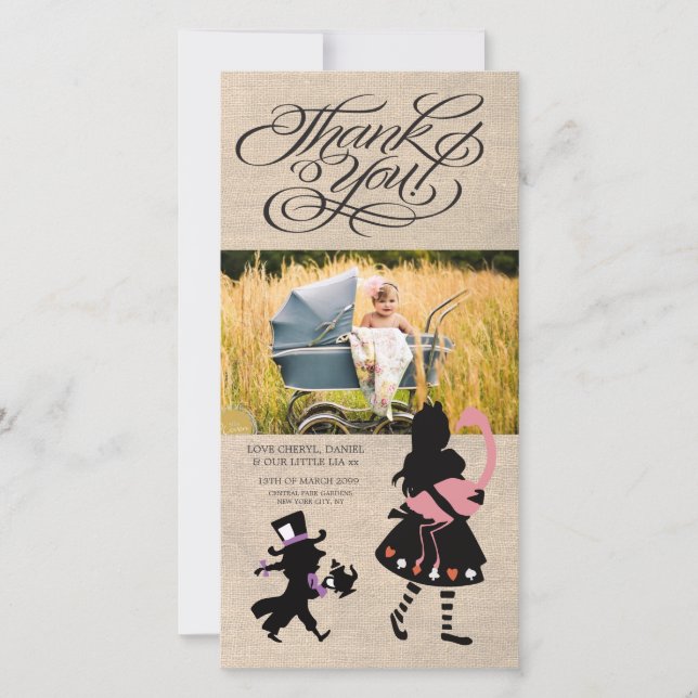 Alice in Wonderland Thank You Baby Photo Card (Front)