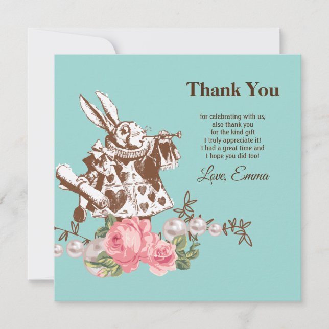 alice in wonderland thank you invitation (Front)