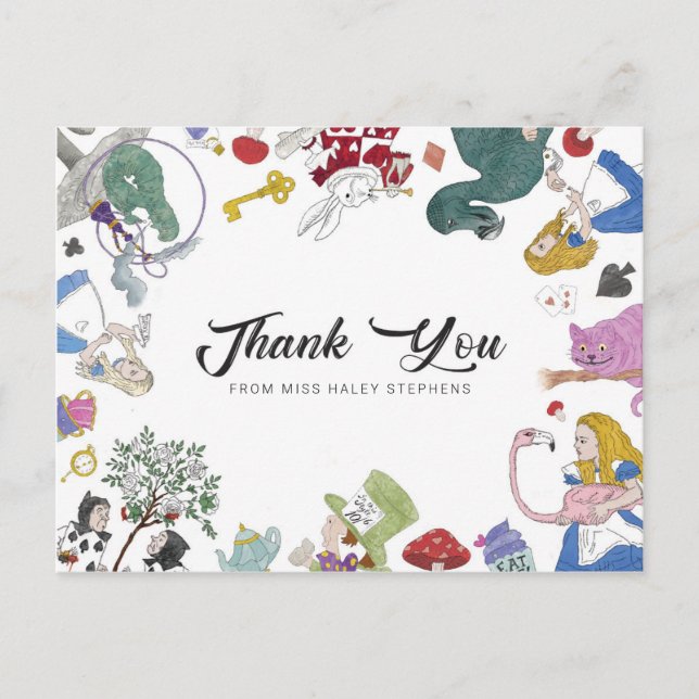 Alice In Wonderland Thank You Note Postcard (Front)