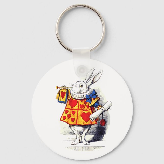 Alice in Wonderland The White Rabbit by Tenniel Key Ring (Front)