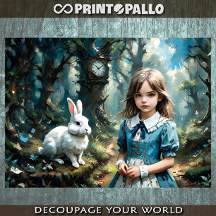 Alice in Wonderland, The White Rabbit - Decoupage  Wrapping Paper Sheet
