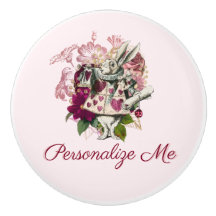 Alice in Wonderland The White Rabbit Personalised Ceramic Knob