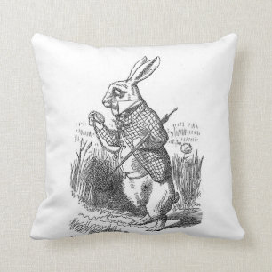 Alice in Wonderland the White Rabbit vintage Cushion