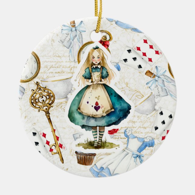 Alice In Wonderland Theme Ceramic Tree Decoration (Front)