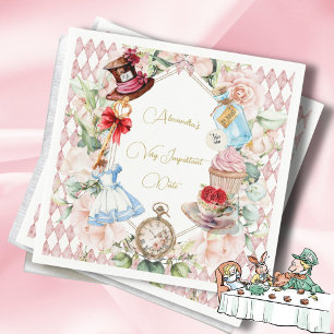  Alice In Wonderland Theme Floral Pink Personal Napkin