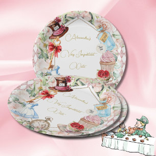  Alice In Wonderland Theme Floral Pink Personal Paper Plate
