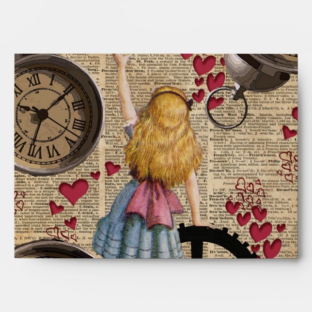 Alice In Wonderland Travelling in Time Envelope (Front)