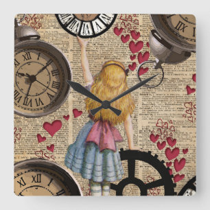 Alice In Wonderland Travelling in Time Square Wall Clock