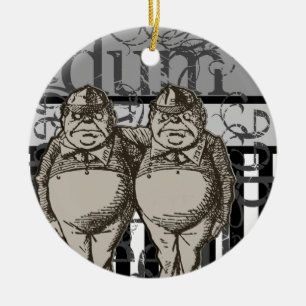 Alice In Wonderland Tweedledum & Tweedledee Grunge Ceramic Tree Decoration