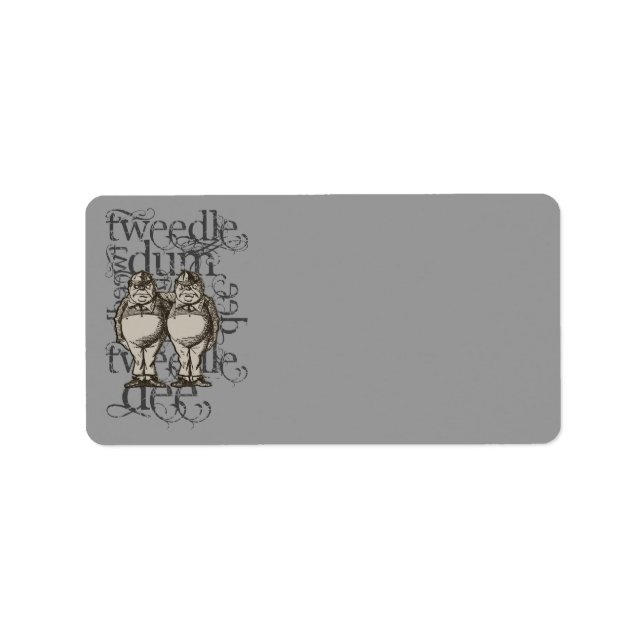 Alice In Wonderland Tweedledum & Tweedledee Grunge Label (Front)