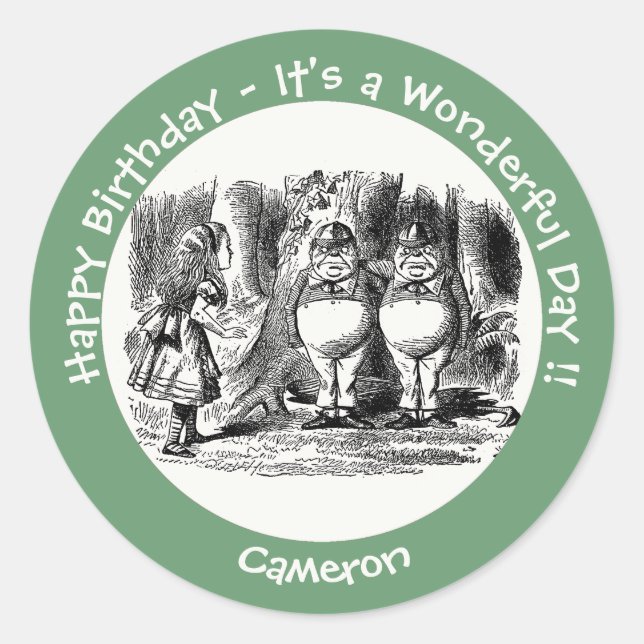 Alice in Wonderland Tweedledum & Tweedledee Party Classic Round Sticker (Front)