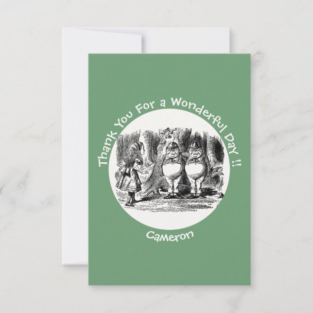 Alice in Wonderland Tweedledum & Tweedledee Party Thank You Card (Front)