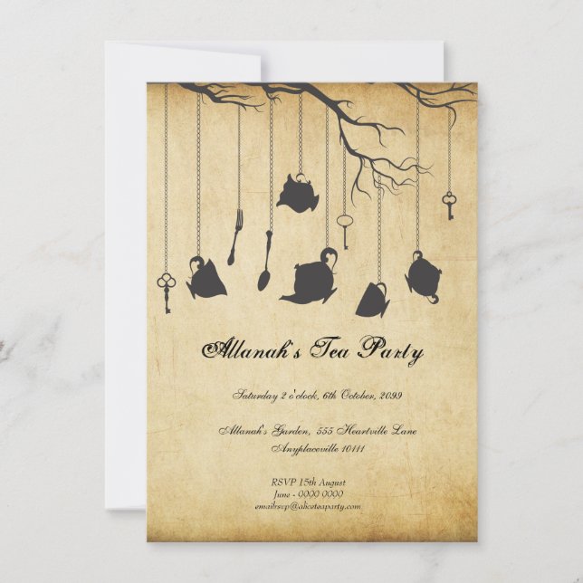 Alice in Wonderland Unbirthday Birthday Tea Party Invitation (Front)