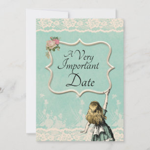 Alice in Wonderland Very Important Date Wedding Save The Date