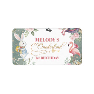 Alice in Wonderland Vintage 1st birthday Label