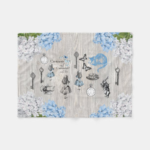Alice in Wonderland Vintage Flowers Fleece Blanket