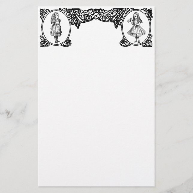 Alice in Wonderland Vintage Frame Stationery (Front)