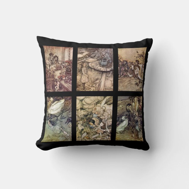 Alice In Wonderland Vintage Poster Set Of 6 Images Cushion (Front)
