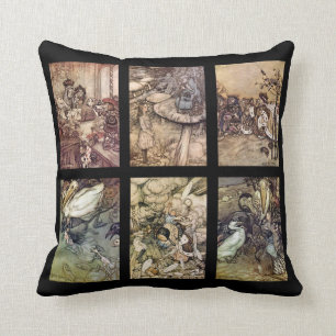 Alice In Wonderland Vintage Poster Set Of 6 Images Cushion