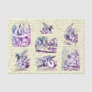 Alice in Wonderland Vintage Script Blue Purple Tissue Paper