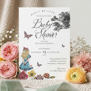Alice In Wonderland Vintage Story Baby Shower Invitation