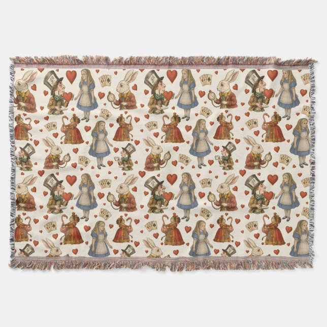 Alice in Wonderland Vintage Throw Blanket (Front)