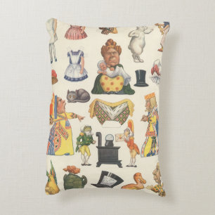 Alice in Wonderland, Vintage Victorian Paper Doll Decorative Cushion