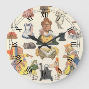 Alice in Wonderland, Vintage Victorian Paper Doll Large Clock