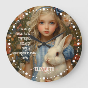 Alice in Wonderland Vintage White Rabbit Large Clock