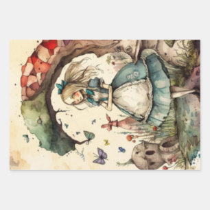Alice in Wonderland Vintage  Wrapping Paper Sheet