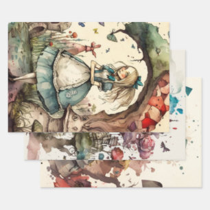 Alice in Wonderland Vintage Wrapping Paper Sheet