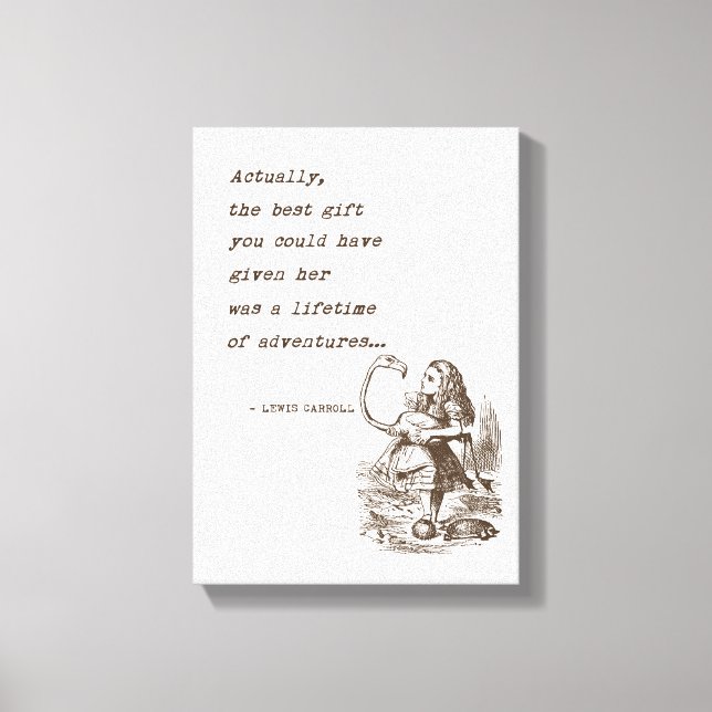 Alice In Wonderland W/Flamingo Adventure Quote Canvas Print (Front)
