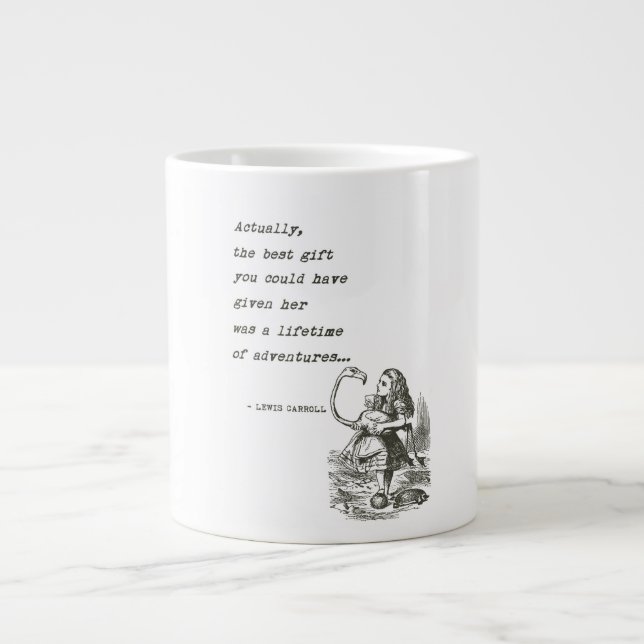 Alice In Wonderland W/Flamingo Adventure Quote Large Coffee Mug (Front)