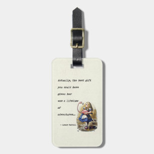 Alice In Wonderland W/Flamingo Adventure Quote Luggage Tag