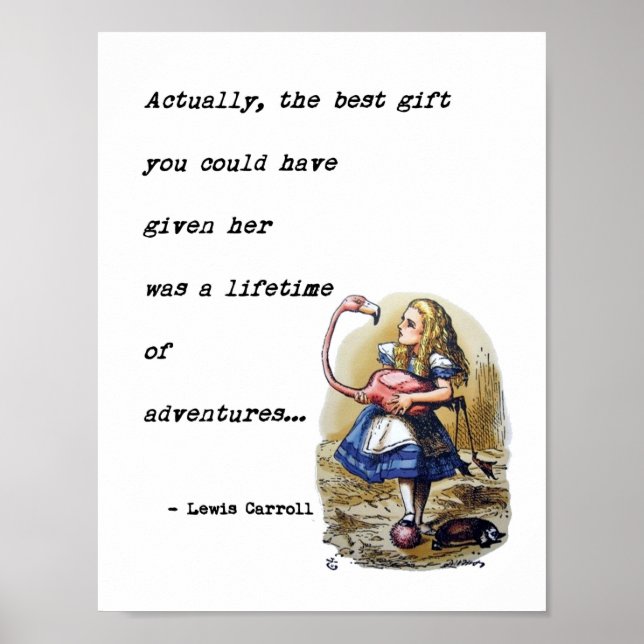 Alice In Wonderland W/Flamingo Adventure Quote Poster (Front)