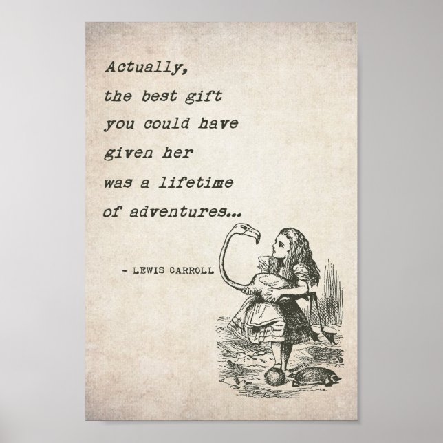 Alice In Wonderland W/Flamingo Adventure Quote Poster (Front)