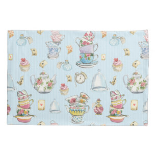 Alice in Wonderland Watercolor Blue Stripe Pillowcase