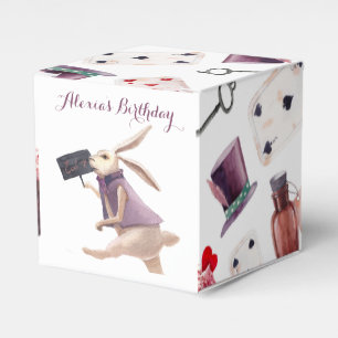 Alice in Wonderland Watercolor Hand Painted Rabbit Favour Box