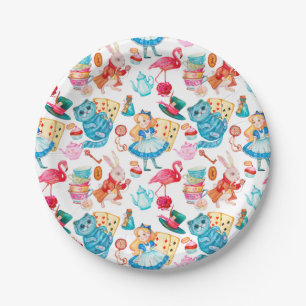 Alice in Wonderland Watercolor Paper Plate