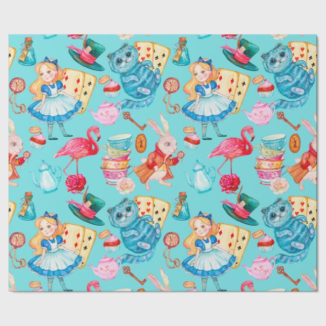Alice in Wonderland Watercolor Wrapping Paper (Seam)