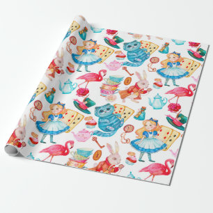 Alice in Wonderland Watercolor Wrapping Paper