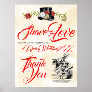 Alice in Wonderland Wedding Hashtag Sign